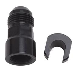 Fitting, Push-On EFI, Straight, Male -8 AN, Female Quick-Connect, Threaded Cap, 3/8 in., Black Anodized, Each