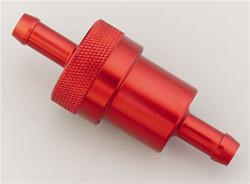 Fuel Filter, Inline Mount, Aluminum, Red, 40 Microns, 5/16 in. Hose Barb Inlet/Outlet, Each