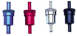 Fuel Filter, Inline Mount, Aluminum, Chrome, 40 Microns, 3/8 in. Hose Barb Inlet/Outlet, Each