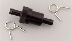 Fuel Filter, Inline Mount, Aluminum, Black, 40 Microns, 3/8 in. Hose Barb Inlet/Outlet, Each