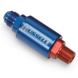 Fuel Filter, Competition, -8 AN Male In/Out, 3.250 in. Long, 1.250 in. Diameter, Blue Anodized, Each