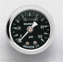 Gauge, Fuel Pressure, 0-100 psi, 1 1/2 in., Analog, Mechanical, Black Face, Each