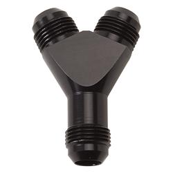 Adapter Fitting; Flare To Flare Y; -6 AN Male; Black Anodized