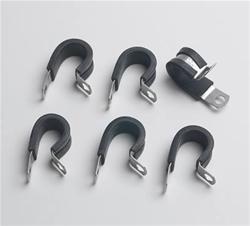 Hose Mounting Clamps, Cushioned, Steel, Cadmium Plated, One .500 in. Diameter Hole, Set of 6