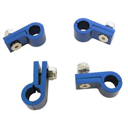 Hose and Line Mounting Clamps, Tubing Clamps, 1 Hose Capacity, Aluminum, Blue Anodized, for Use with 3/8 in. Steel or Aluminum Tubing, Set of 4