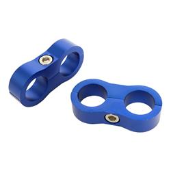 Hose and Line Mounting Clamps, AN Hose Separators, 2 Hose Capacity, Aluminum, Blue Anodized, 0.813 in. Hose O.D., for -10 AN Braided Hose, Pair