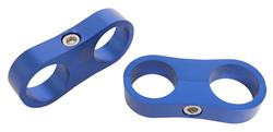 Hose and Line Mounting Clamps, AN Hose Separators, 2 Hose Capacity, Aluminum, Blue Anodized, for Use with -12 AN Braided Hose, Pair