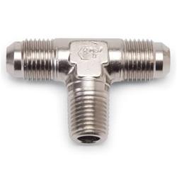 Fitting, Adapter, Tee, One 3/8 NPT, Two -6 AN Male, Aluminum, EnduraShine, Each