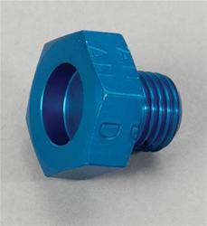 Fitting, External Hex Head Pipe Plug, -3 AN O-Ring, Aluminum, Blue Anodized, Each