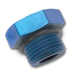 Fitting, External Hex Head Pipe Plug, -4 AN O-Ring, Aluminum, Blue Anodized, Each