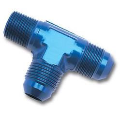 Fitting, Tee, -4 AN Male, -4 AN Male, 1/8 in. NPT Male on Run, Aluminum, Blue Anodized, Each