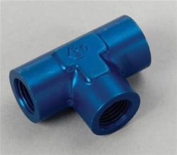 Fitting, Tee, 1/8 in. NPT Female, 1/8 in. NPT Female, 1/8 in. NPT Female, Aluminum, Blue Anodized, Each