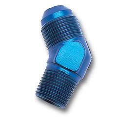 Fitting, Adapter, AN to NPT, 45 Degree, Aluminum, Blue Anodized, -6 AN, 3/8 in. NPT, Each