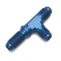 Adapter Fitting; Male Tee; Anodized; -3AN w/Bulkhead On Run; Blue