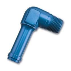 Fitting, Adapter, NPT to Hose Barb, 90 Degree, Aluminum, Blue Anodized, 1/8 in. NPT, 1/4 in. Hose Barb, Each