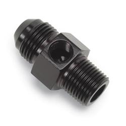 Fitting, Pro Classic, Gauge Adapter, Straight, -6 AN Male to 3/8 in. NPT Male, 1/8 in. NPT Port, Aluminum, Black