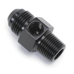 Fitting, Pro Classic, Gauge Adapter, Straight, -8 AN Male to 3/8 in. NPT Male, 1/8 in. NPT Port, Aluminum, Black