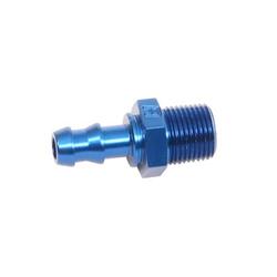 Fitting, Adapter, NPT to Hose Barb, Straight, Aluminum, Blue Anodized, 3/8 in. NPT, 3/8 in. Hose Barb, Each