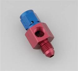 Fitting, Adapter, Pressure Gauge, -4 AN Male to -4 AN Female, 1/8 in. NPT Gauge Port, Aluminum, Blue, Each