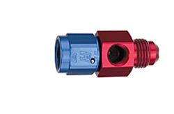 Fitting, Fuel Pressure Take Off, -6 AN Male to -6 AN Female, 1/8 in. NPT Gauge Port, Aluminum, Blue, Each