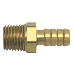 Fitting, Adapter, NPT to Hose Barb, Straight, Brass, Natural, 1/4 in. NPT, 5/16 in. Hose Barb, Each