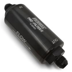 Fuel Filter, Pro-Filter 2, 75 Series, -6 AN Male In, -6 AN Male Out, 10 Microns, 6.25 in. Length, Aluminum, Black, Each