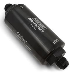 Fuel Filter, Pro-Filter 2, 75 Series, -6 AN Male In/Out, 100 Microns, 6.25 in. Length, Aluminum, Black, Each