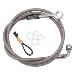 Brake Line, Braided Stainless Steel Hose, Female 7/16 in. Banjo to 3/8 in. Banjo, 48 in. Length, Each