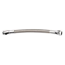 Oil Hose, Pro System, 8.00 in. Length, Braided Stainless Steel, Chrome Fittings, Powersports, Each