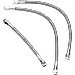 Oil Hose, Pro System, 22.00 in. Length, Braided Stainless Steel, Chrome Fittings, Powersports, Each