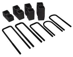 Leaf Spring Blocks, Lift, 2.00 in. Thick, Ductile Iron, U-bolts, Rear Axle Position, Ford, Kit