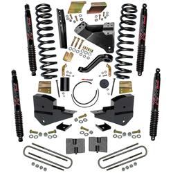 6 IN. SUSPENSION LIFT KIT WITH FRONT COILS, REAR BLOCKS, AND BLACK MAX SHOCKS.