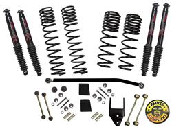 Suspension Lift Kit, Long Travel, 3.50 in.Lift, Dual Rate Springs, Track Bar, Links, Eccentric Bolts, Black MAX Shocks, Bump Stop, Jeep, Wrangler, Kit