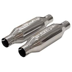 Mufflers, Loud Mouth II, 2.50 in. Inlet/2.50 in. Outlet, Stainless Steel, Natural, Ford, Pair