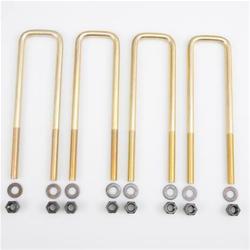 Axle U-Bolt; U-Bolt; Square; 4 U-Bolts; 5/8 in. x 2.5 in. x 12 in.; w/Nuts And Washers