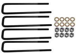 Axle U-Bolt; U-Bolt; Square; 4 U-Bolts; 0.625 in. x 2.5 in. x 14 in.; w/Nuts And Washers