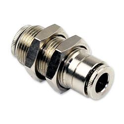 Bulkhead Fitting, Stainless Steel, Female Quick-Connect, Accepts 1/4 in. Diameter Tubing, Each