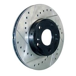 Brake Rotor, Iron, Black E-Coat, Cross Drilled, Slotted, Driver Side Rear, Infiniti, Nissan, Each