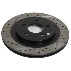 Brake Rotor, Cross Drilled, Slotted, Black E-Coat, Passenger Side, Front, Dodge, Each