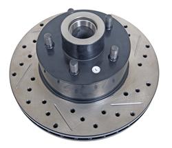 Brake Rotor, Cross Drilled, Slotted, Black E-Coat, Driver Side, Front, Dodge, Plymouth, Each