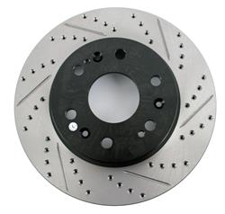 Brake Rotor, Cross Drilled, Slotted, Black E-Coat, Driver Side Front, Cadillac, Chevy, GMC, SUV, Pickup, Each