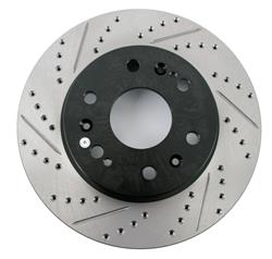 Brake Rotor, Cross Drilled, Slotted, Black E-Coat, Passenger Side Front, Cadillac, Chevy, GMC, SUV, Pickup