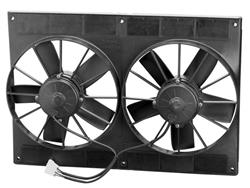 Fan, Spal, Electric, Dual, 11.00 in. Diameter, 2,720 cfm, 12 V, Puller, Black Plastic Shroud, Each