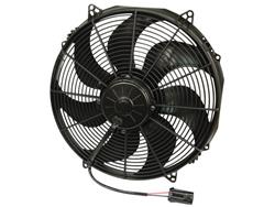 Fan, Spal, Electric, Single, 16.00 in. Diameter, 1,953 cfm, 12 V, Puller, Black Plastic Shroud, Each