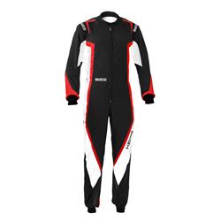 Driving Suits, Kerb Karting Suits, One-piece, 2 Layers, Polyamide, Black/White/Red, CIK/FIA N2013.1 Rating, Youth 140, Each