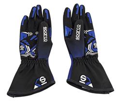 Driving Gloves, Rush Karting Gloves, One Layer, Polyamide/Cotton, Blue/Black, Small, Pair