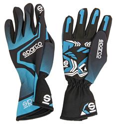 Driving Gloves, Rush Karting Gloves, One Layer, Polyamide/Cotton, Celeste/Black, Large, Pair