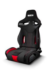 Bucket Seat, R333 Street Seats, Fabric, Black/Red, Red Stitching, Universal, Each