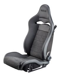 Seats, SPX Street Seats, Reclining Bucket, Front Left, Shoulder Harness Opening, Black Alcantara/Leather Cover, Suede Insert, 37.008 in. Height, Each