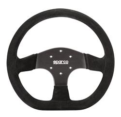 Steering Wheel, Competition Series, Aluminum, Black, 3-Spoke, Black Suede Grip, Flat Bottom, 13.0 in. Diameter